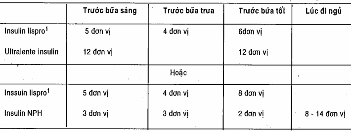 Thí dụ chế độ insulin trị liệu tích cực bằng insulin lispro