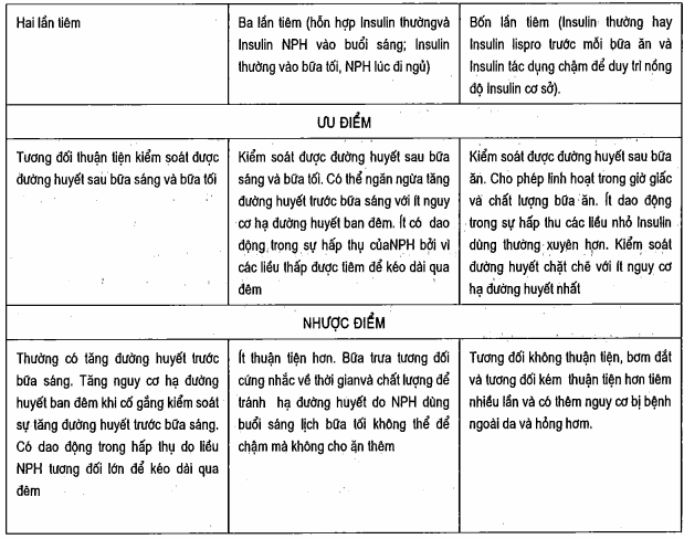 Ưu điểm và nhược điểm của các chế độ điều trị đái tháo đường typ 1 bằng Insulin