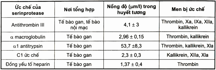 Đặc điểm các chât ức chế đông máu