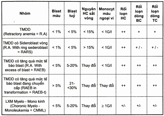 Phân loại hội chứng rối loạn sinh tủy của FAB (1982)