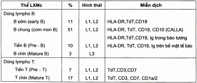 Phân loại lơ xê mi cấp bằng phương pháp miễn dịch