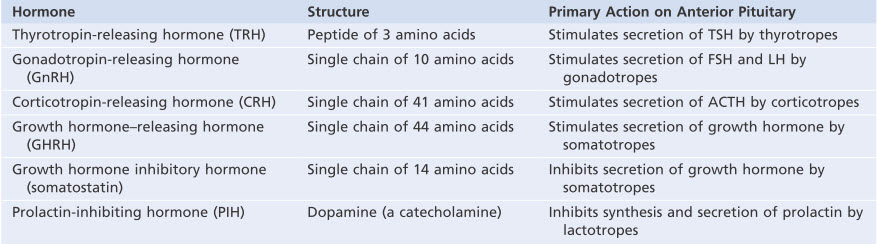 Các hormone ức chế và kích thích vùng hạ đồi